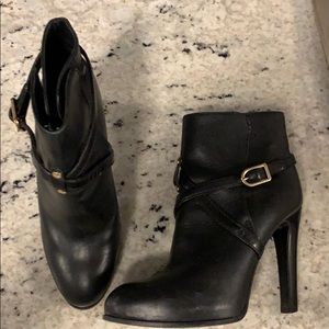 Black leather booties